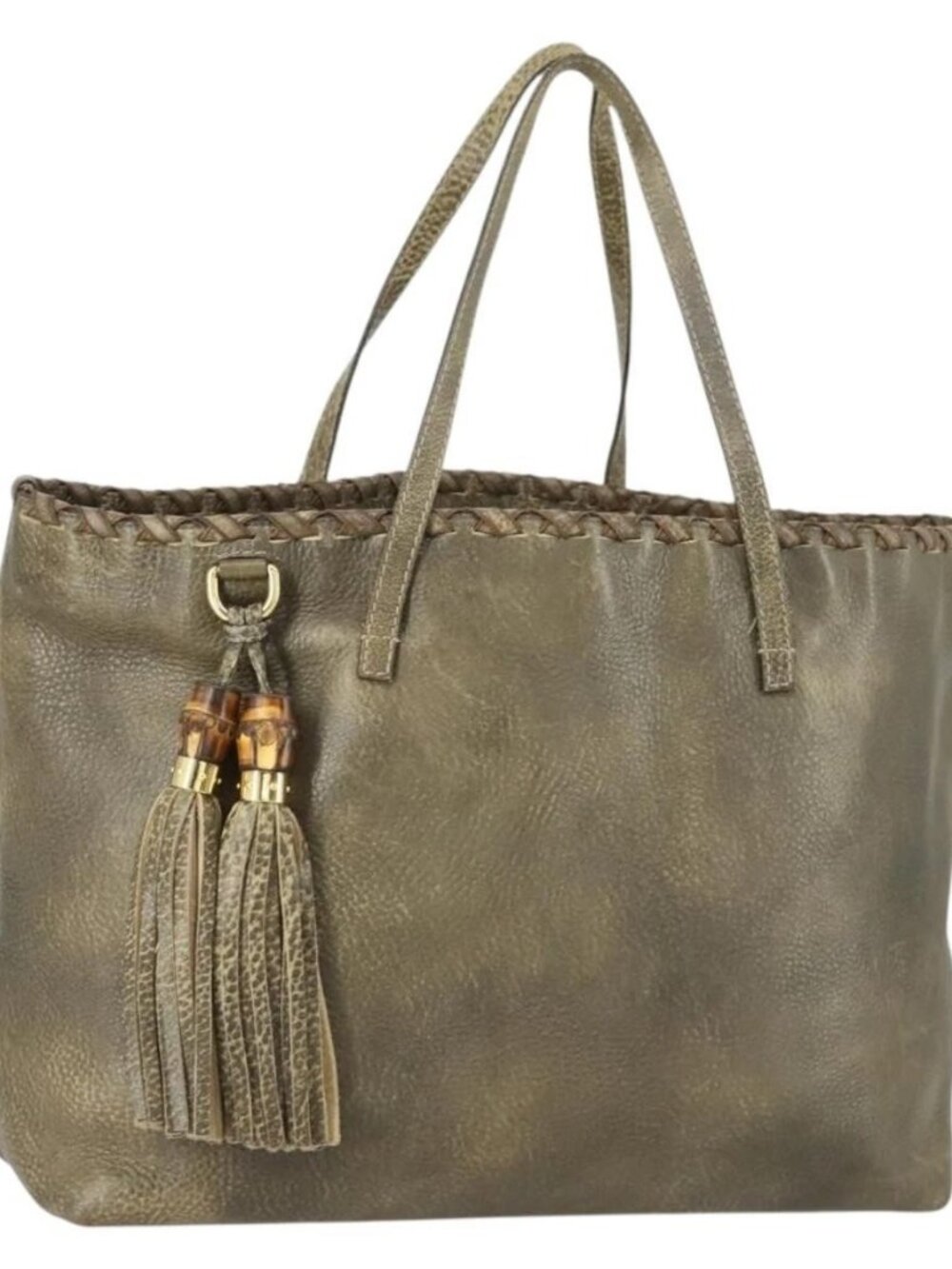 GUCCI Bamboo Shoulder Bag Leather Brown Gold 218499 Auth 161596 - Picture 2 of 16